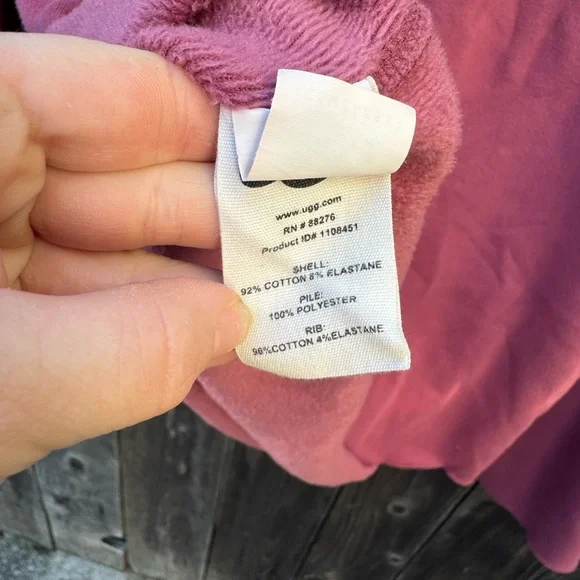 Ugg Hallidie Pinkish Red Crew Neck Short Pile Faux Fur Pullover size large - Picture 6 of 8